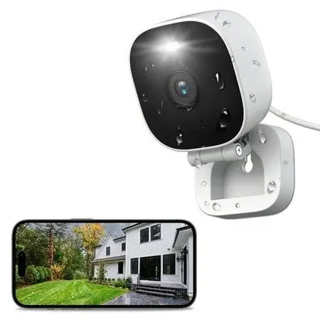 VIMTAG Security Camera, 3.5K/6MP Outdoor/Indoor Wired Plug-in 2.4G Wi-Fi Spotlight Camera for Home Security, 2-Way Audio/Color Night Vision/Human/Motion/Sound Detection, Support Alexa/Up to 512G Card