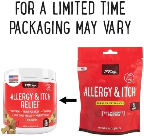 Allergy &amp; Itch Relief for Dogs with Salmon Oil, Quercetin, Colostrum, Antioxi...