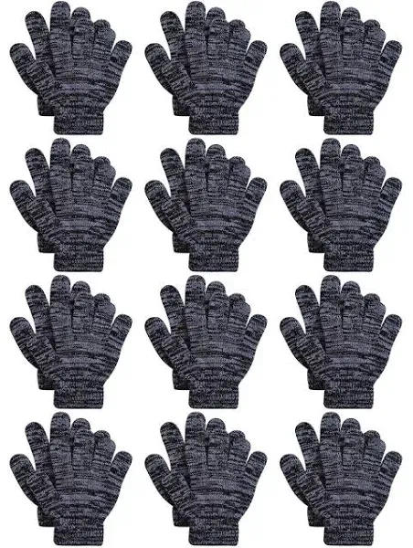 Cooraby 12 Pairs Kids Winter Magic Gloves Children Stretchy Warm Magic Gloves Boys or Girls Knit Gloves