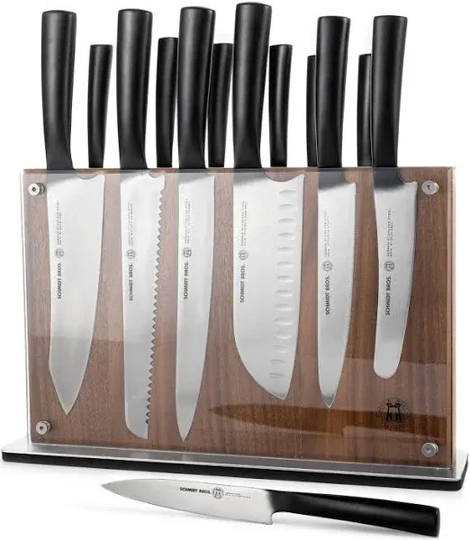 Schmidt Brothers Cutlery Teak 6 Knife Block Set, 15 piece