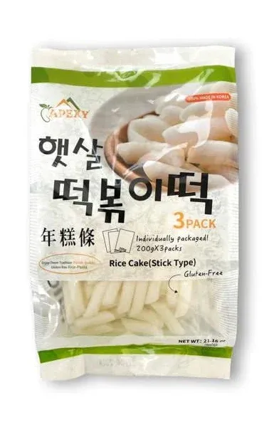 Apexy Korean Rice Cake Tteokbokkik Rice Cake, Chewy Tteok, Authentic Korean Street Food Snack, Perfect with Cheese and Ramen Noodles, No MSG, No Corn Syrup, Vegan and Gluten Free, Non-GMO 21.16 oz