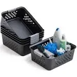 Iris USA 6 Pack Shelf Storage Basket Organizer for Pantries Black