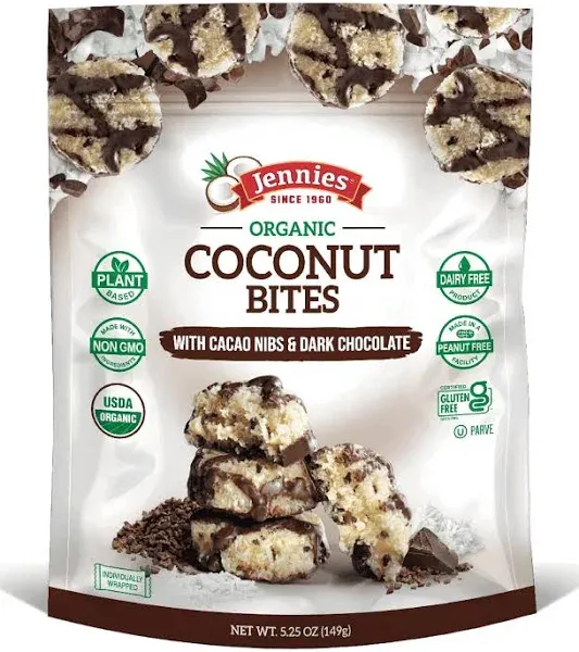 Jennies Organic Coconut Bites with Cacao Nibs