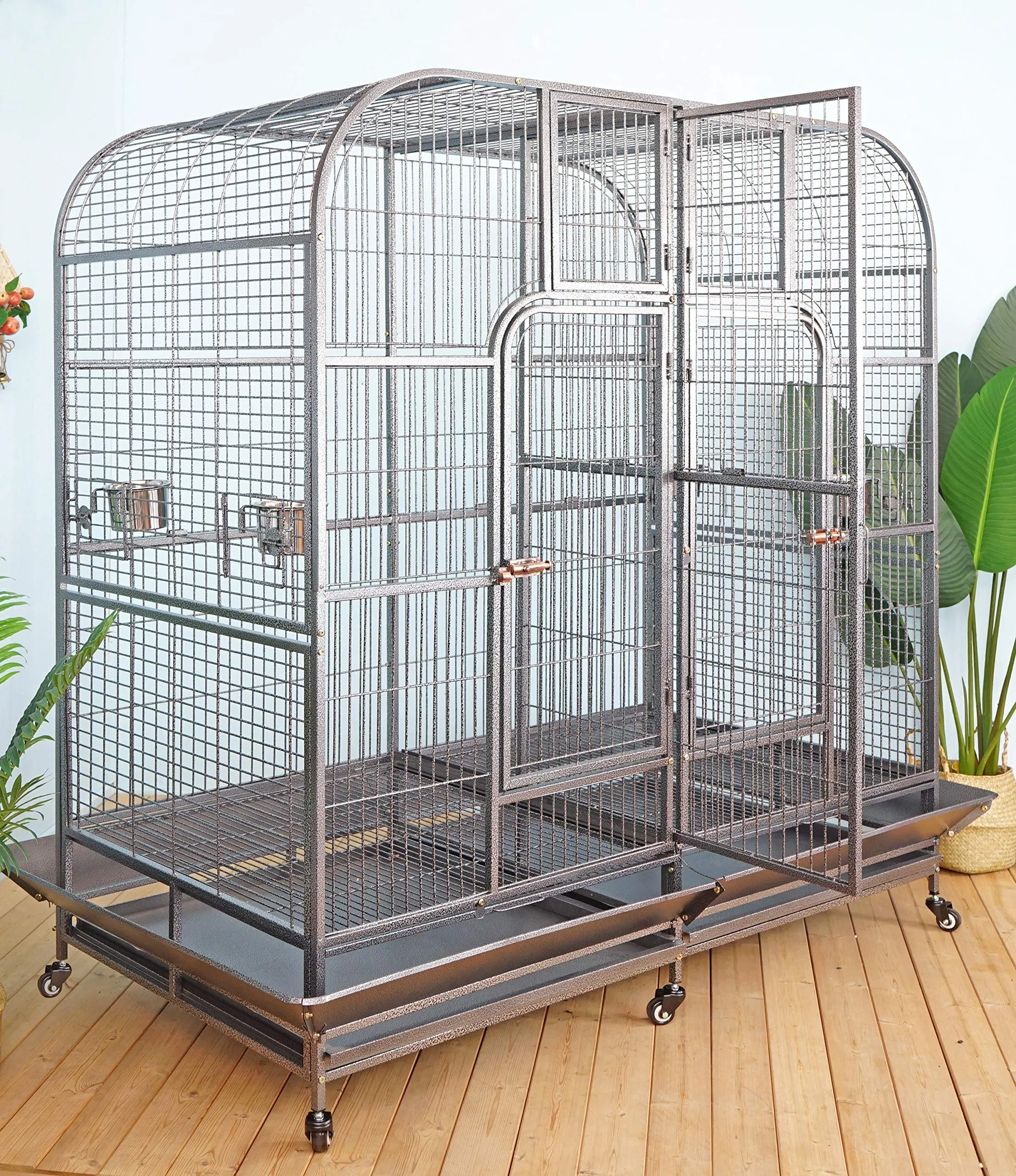 Bird Parrot Aviary Double Cage with Center Divider