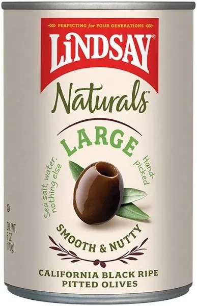 Lindsay Large Pitted Black Olives 6 Ounce Size - 24 Per Case.