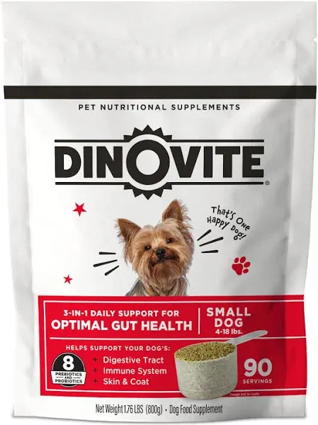 30 Day Supply, Small Dogs, Dinovite Probiotic Supplement for Dogs - (1-18 lbs)