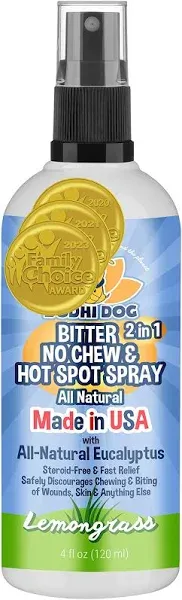 Bodhi Dog New Bitter 2 in 1 No Chew & Hot Spot Spray | Natural Anti-Chew Remedy Better Than Bitter Apple | Safe on Skin, Wounds and Most Surfaces | Made in USA (Alcohol Free, 8 Fl Oz)