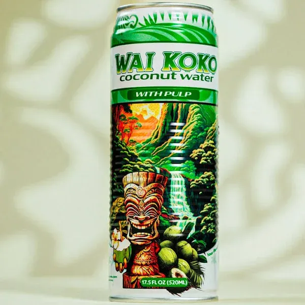 WAI Koko Coconut Water 100% Pure Coconut Water, 17.5 oz, 12 Piece