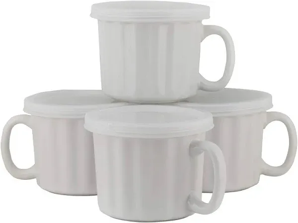 16oz Set of 4 Soup Mug with Lid, Red