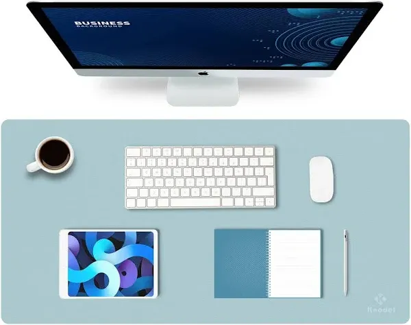 K KNODEL Large Desk Mat, Office Desk Pad, Computer Desk Mat, Laptop Mat for Desk, Desk Protecor Mat, Desktop Mat, Desk Writing Pad, Desk Blotter Pad, Desk Cover Mat (31.5"x15.7", Light Blue)