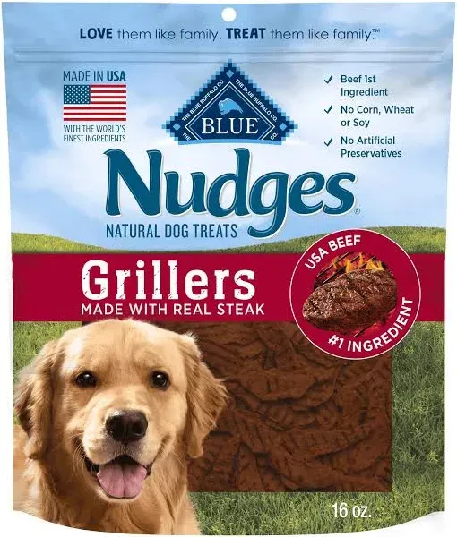 Blue Nudges Grillers Natural Steak Dog Treats Bag - 10 Oz