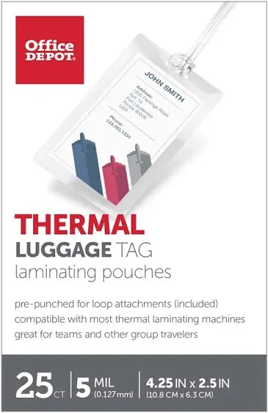 Office Depot Laminating Pouches Luggage Tag with Loop