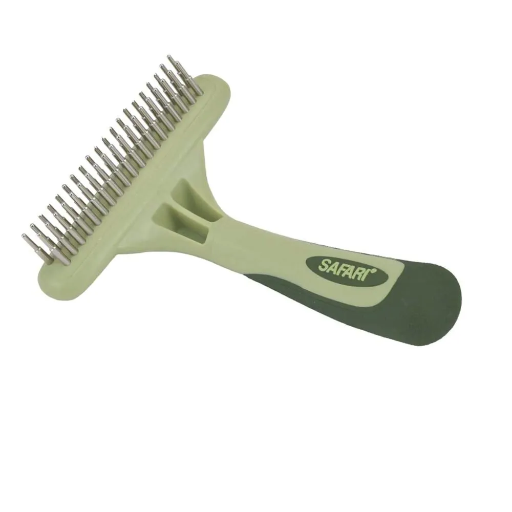 Pet Safari Double Row Undercoat Rake - Gentle Dematting and Deshedding Groomi...