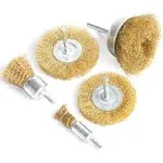 FPPO Brass Wire Wheel Brush Kit for Drill,Crimped Cup Brush with 1/4-Inch Shank,0.13mm True Brass Wire,Soft Enough to Cleaning or Deburring with Less DGTS005