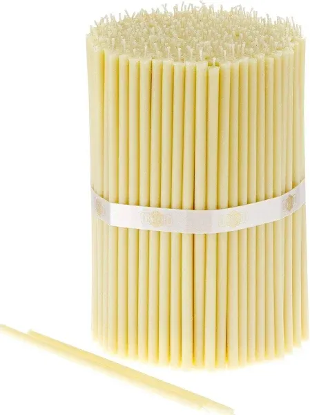 Danilovo Pure Beeswax Candles - No-Drip, Smoke-Less, Tall, Thin Taper Candles – Decorative Candles for Church Prayer, Decor or Birthday Candles – Honey Scented – 7.1 in, Ø 0.24 in (White, 50pcs)