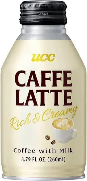 UCC Ready to Drink Caffe Latte, 8.79 FL OZ (Pack of 24), Delicious, Rich and Creamy, Convenient Bottled Coffee Drinks For On-the-Go, Imported from Japan