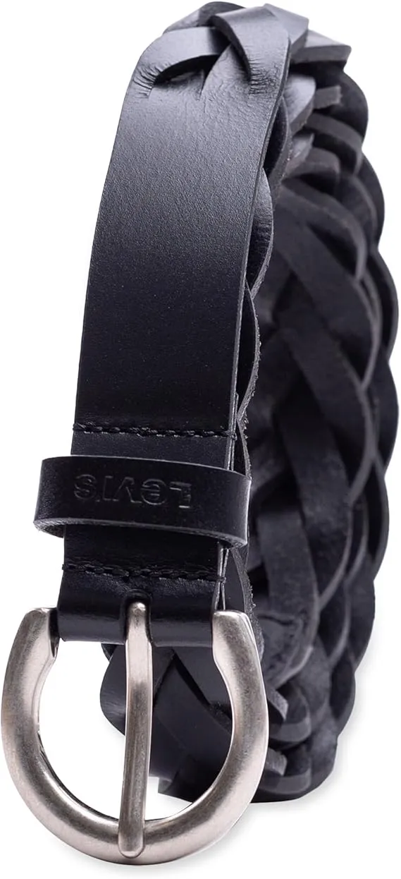 Levi's Women's Fully Adjustable Skinny Casual Leather Braided Belt for Jeans, Trousers and Dresses