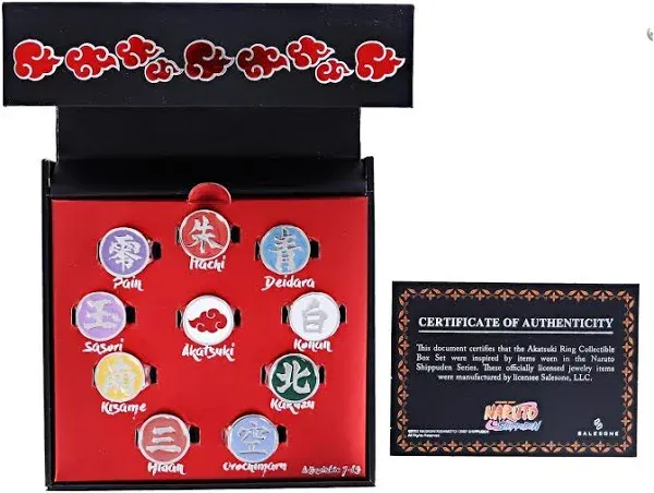 Naruto Shippuden Akatsuki Ten Clans Collectors Rings Set