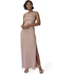 3D Floral Hand-Beaded One-Shoulder Long Column Gown In Stone