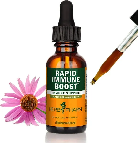 Herb Pharm Organic Rapid Immune Boost: Fast-Absorbing Tincture for Adults, Echinacea Tincture with Goldenseal, Ginger Extract & Elderberry, Immune Support Supplement & Wellness Aid, 1 Oz