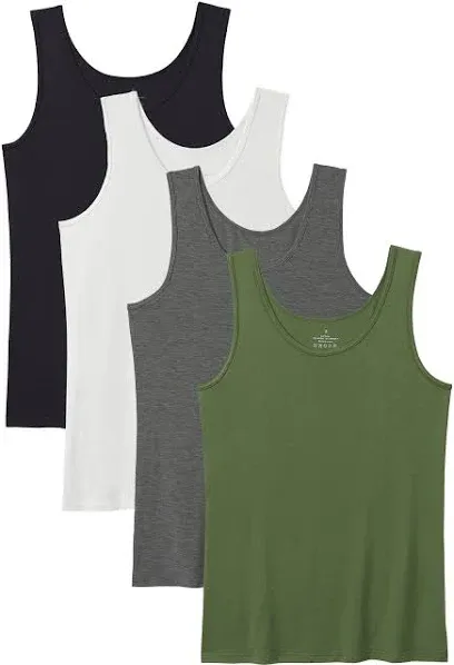 Comfneat Women's 4-Pack Slim-Fit Basic Tanks Cotton Casual Comfy Top Underwear Vests