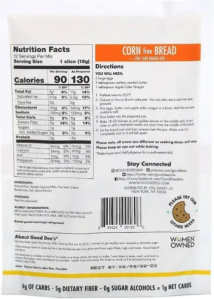 Good Dee's Low Carb Corn (Free) Bread Mix 7.5 oz