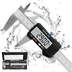 Caliper Measuring Tool, Qfun Vernier Digital Caliper Stainless Steel 6 inch/150mm, Digital Micrometer Waterproof, Easy Switch from inch to