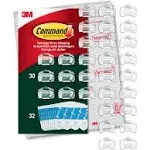 Command All Weather Hooks and Strips, Plastic, Small, 30 Clips and 32 Strips/Pack