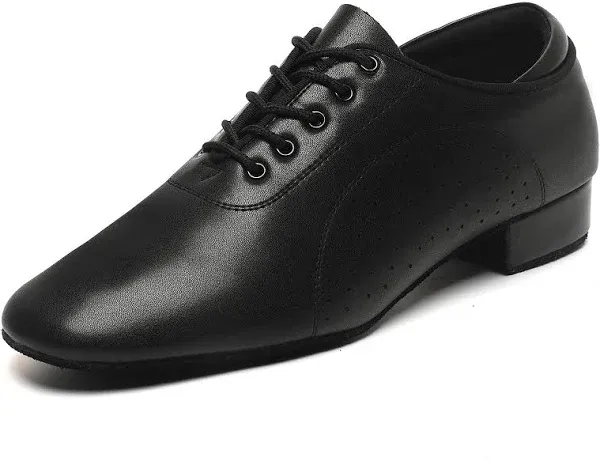 Men's Ballroom Dance Shoes Latin Salsa Dancing Black Breathable Leather Character Shoes