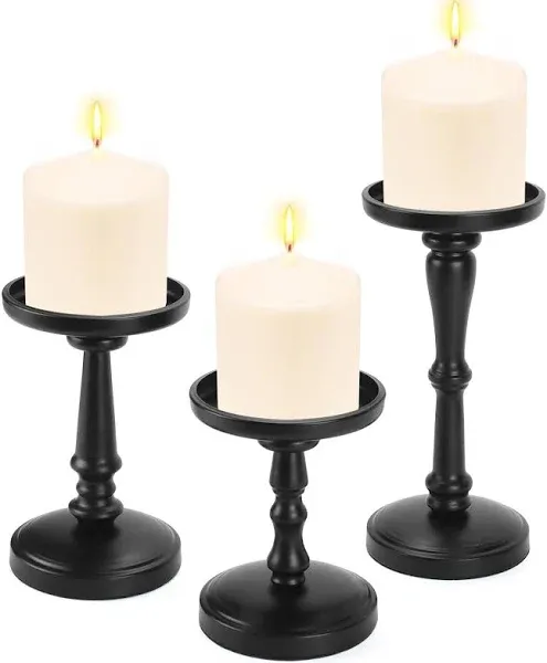 HB Design Co. Matte Black Candle Holders Set of 3