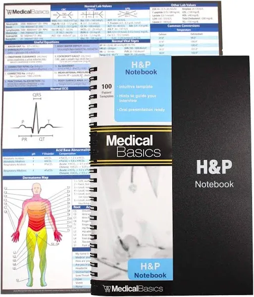 "Psychiatry H&P Notebook Medical History and Physical notebook, 100 medical templates with perforations "