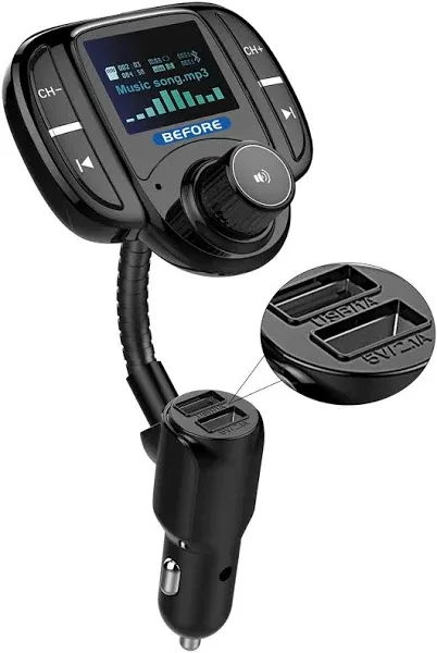 Bluetooth FM Transmitter Upgraded Version Wireless Radio Adapter Car Kit