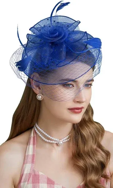 Fascinators Hats 20s 50s Hat Pillbox Hat Cocktail Tea Party Headwear with Veil for Girls and Women