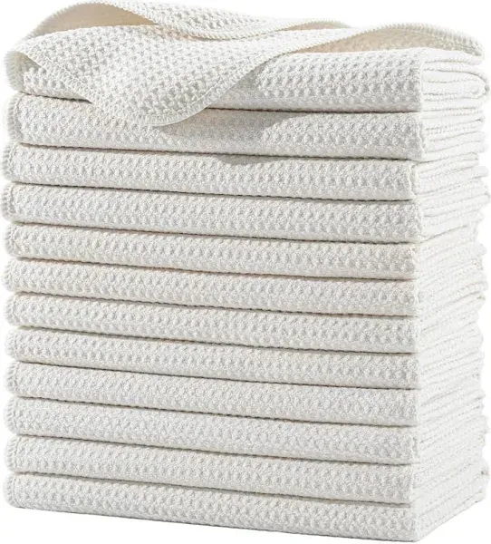 Ultra Premium Microfiber Kitchen Dish Hand Towel Waffle Weave 8 Pack 16x28 in...