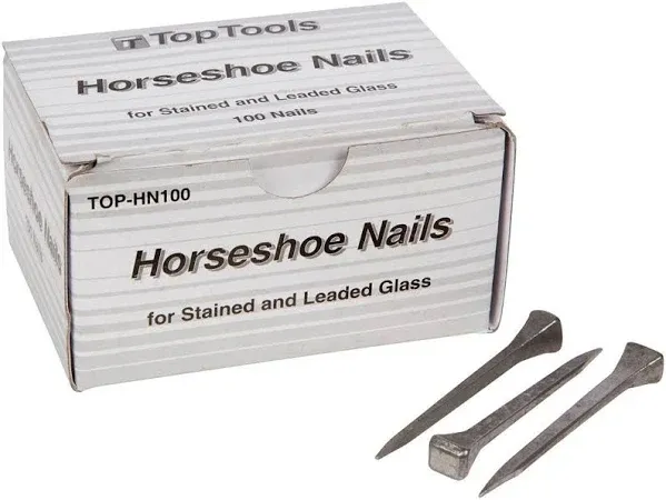 Stained Glass Farrier Steel 2 Inch Horseshoe Nails Box of 100 for hold Lead work