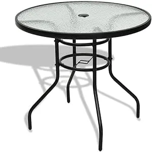 Costway 32" Inch Tempered Glass Steel Patio Round Table