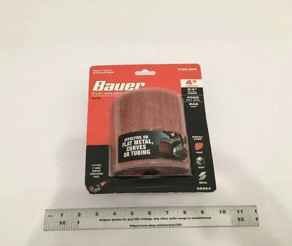 NEW Bauer 240-Grit 4&#034; x 4&#034; x 3/4&#034; Nonwoven Finishing Drum - #58964 (sw)