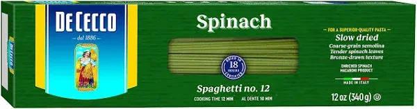 De Cecco Pasta, Spaghetti with Spinach, 12 Ounce (Pack of 12)