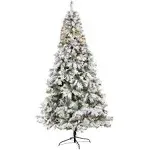 Nearly Natural 8ft. Flocked White River Mountain Pine Artificial Christmas Tree with Pinecones and 500 Clear LED Lights