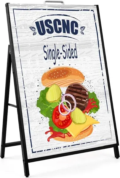 USCNC 24 x 36 Inch A Frame Sign Black Single-Sided Folding Sandwich Board Heavy Duty Slide-in Sidewalk Signboard for Outdoor Street Advertising