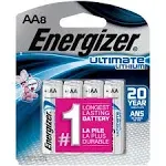 Energizer Ultimate Lithium Batteries, Alkaline, AA - 8 batteries