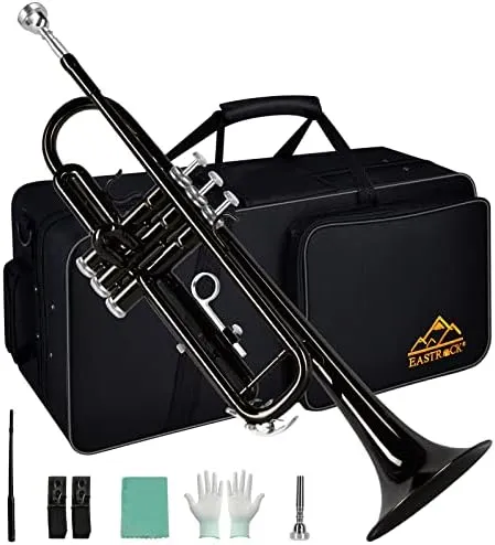 EASTROCK Bb Trumpet Standard Trumpet Set with Carrying Case,Gloves, 7C Mouthpiece, Cleaning Kit, Tuning Rod (Phosphor Copper/Cupronickel/Brass)