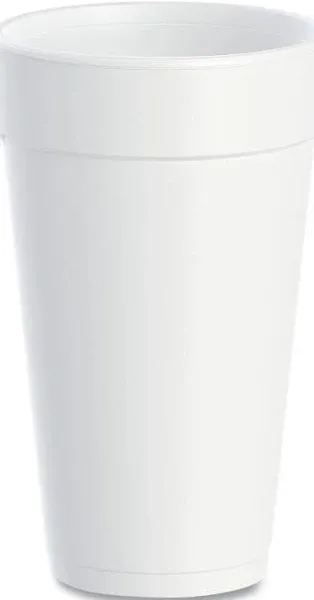 Dart Insulated Foam Drinking Cups, White, 20 Oz, White, Pack Of 500 Cups