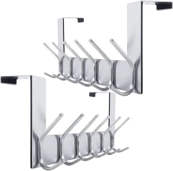 WEBI Over The Door Hook Door Hanger:Over The Door Towel Rack with 6 Hooks for Hanging Door Coat Hanger Towel Hanger Over Door Coat Rack