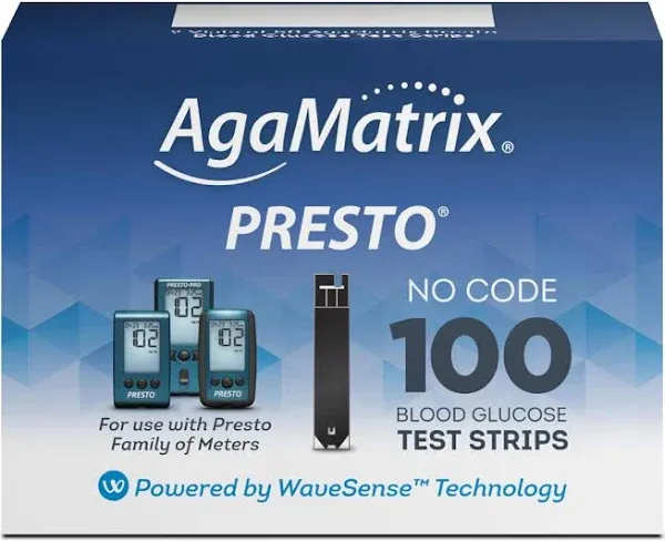 AgaMatrix Presto Test Strips, 100 Count (Pack of 1)