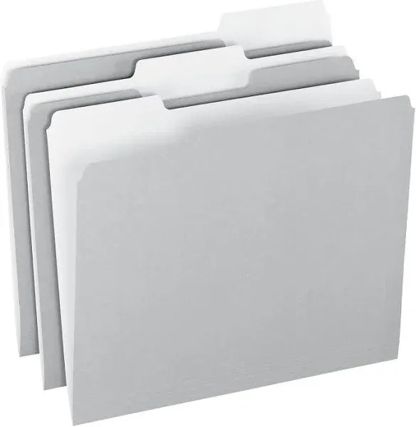 Office Depot Top Tab Color File Folders 1/3 Cut Letter Size Gray Box of 100