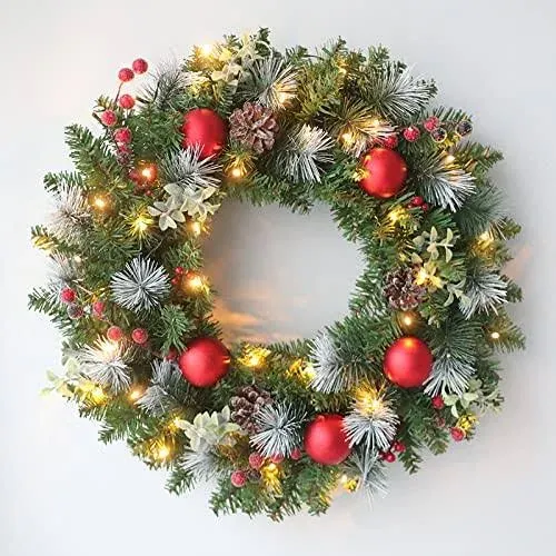 Alyster Pre-Lit Christmas Wreath with Lights