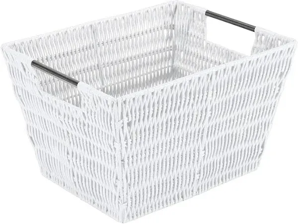 Simplify Medium Gray Rattan Storage Basket