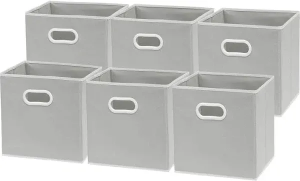 Simple Houseware Foldable Cube Storage Bin with Handle, 6 Pack, Brown