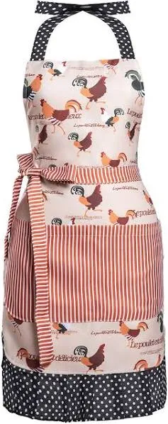 Lovely Flower Pattern Retro Aprons With Large Pockets for Women Girls Cooking Kitchen Bakery Mother's Gift